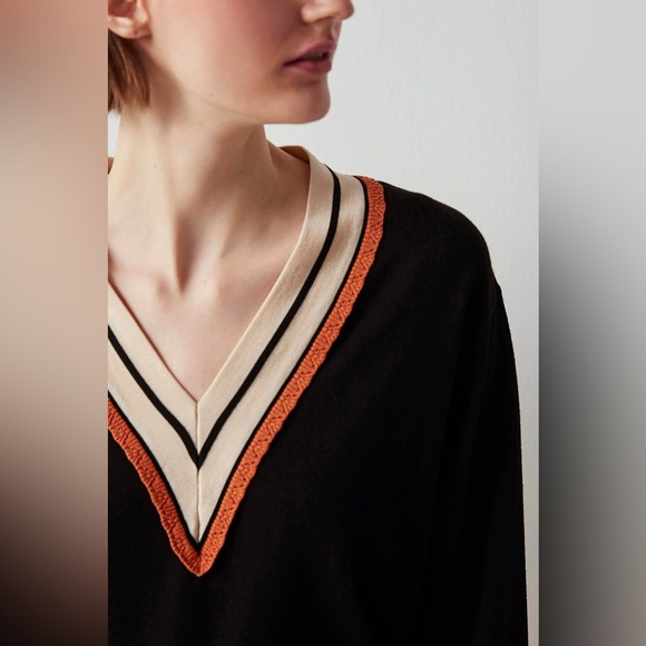 Sandro Sweaters - Sandro Colle Striped Neck Wool & Cashmere Sweater